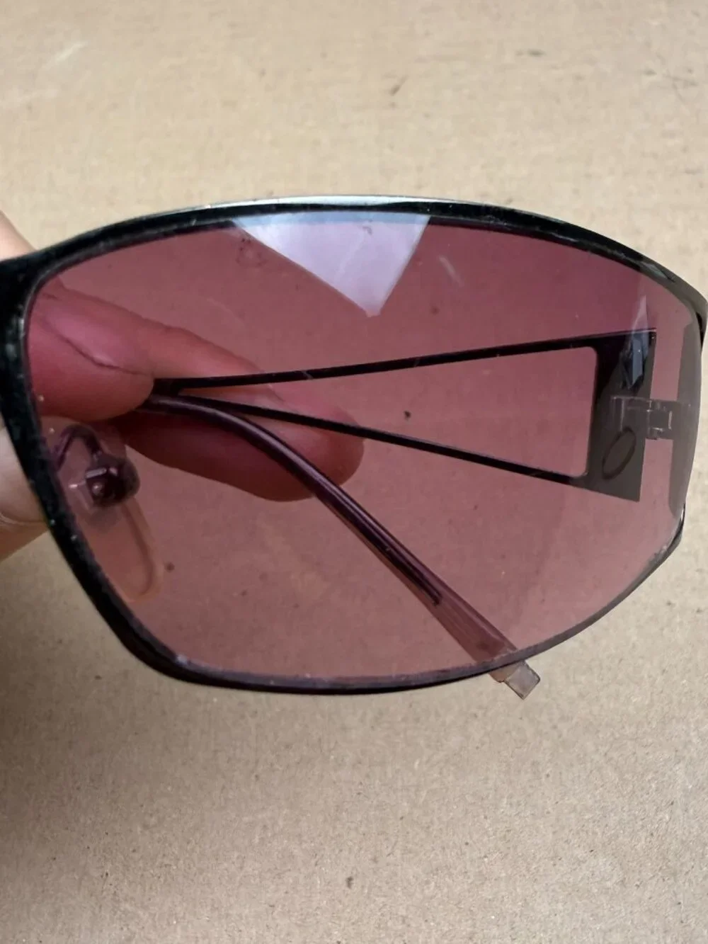 Men's Vintage Style Sunglasses Pink Tinted Lens DAMAGE